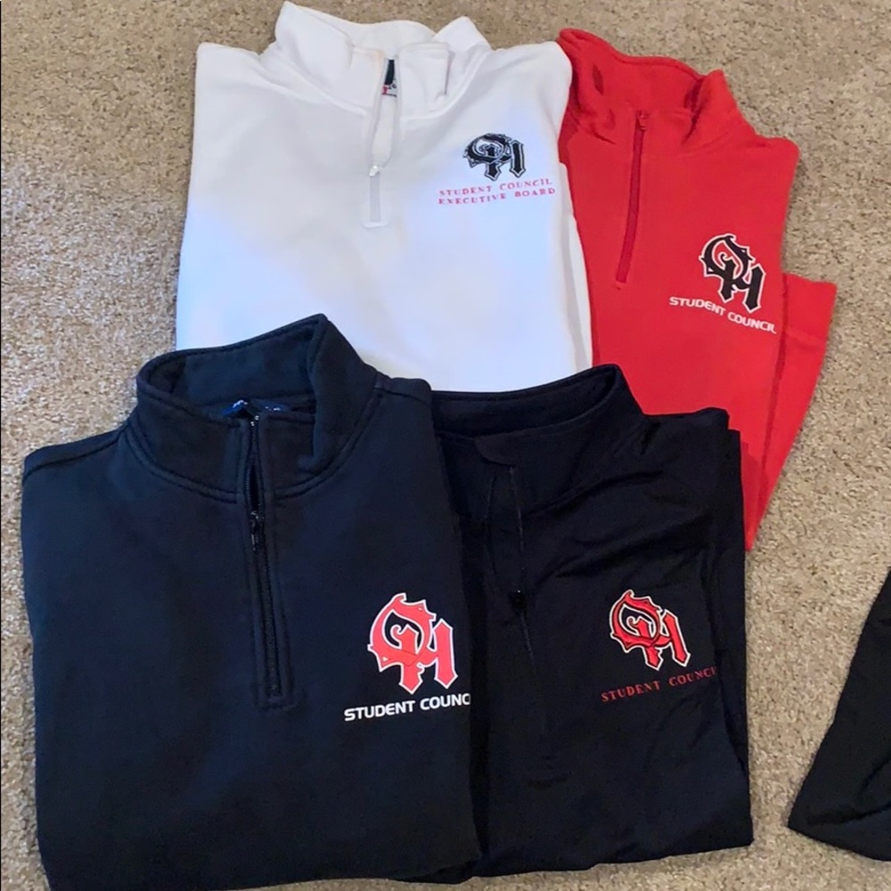 Oak Hills half zip sweatshirts.Get all 4 for CHeAP